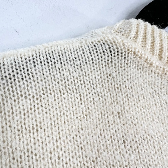 Vintage 80s cream mohair blend crew neck pullover sweater XL - Picture 6 of 11